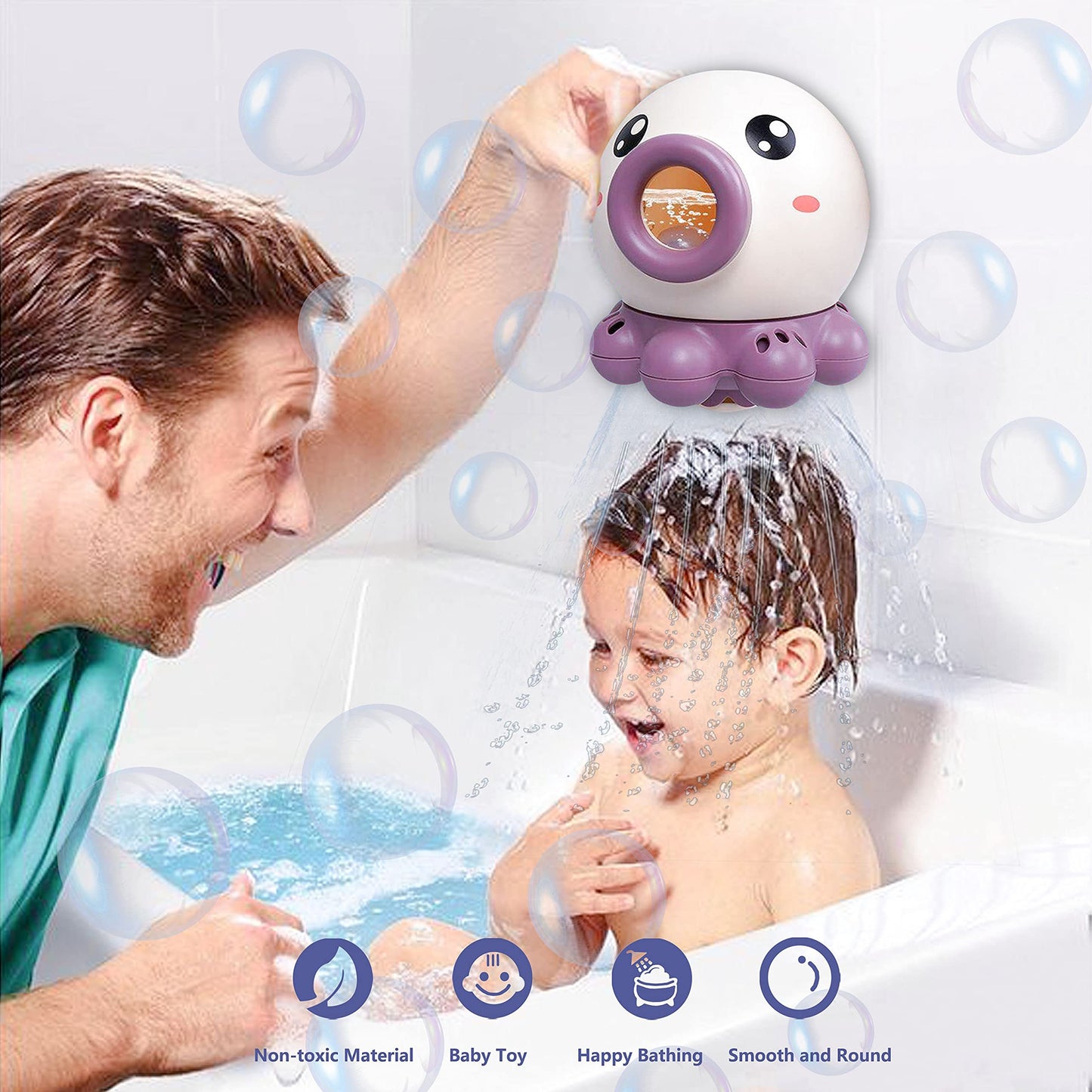 Octopus Fountain Bath Toy Water Jet Rotating Shower Bathroom