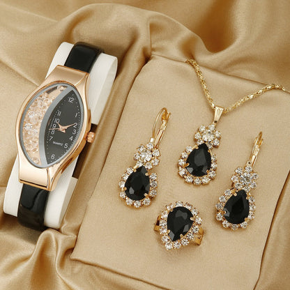 Fashion Watch Gift Suit Quartz Watch Necklace Bracelet Ring Stud Earrings