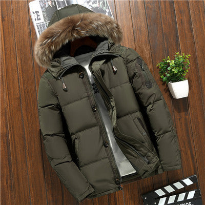 Men's down jacket short white duck down