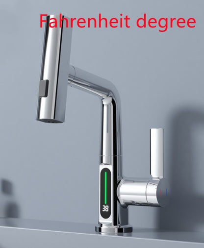 Intelligent Digital Display Faucet Pull-out Basin Faucet Temperature your world