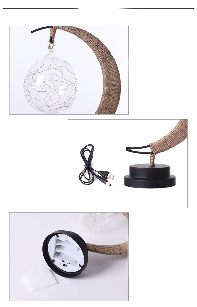 Led Moon Light Wrought Iron Ornament Light Star Shape