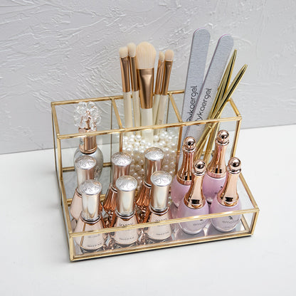 Glass Makeup Organizer Bathroom Cosmetic Organizer With Golden your world