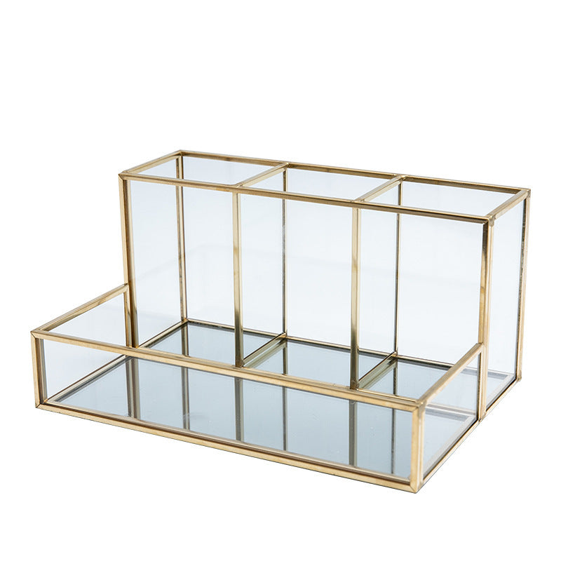 Glass Makeup Organizer Bathroom Cosmetic Organizer With Golden your world