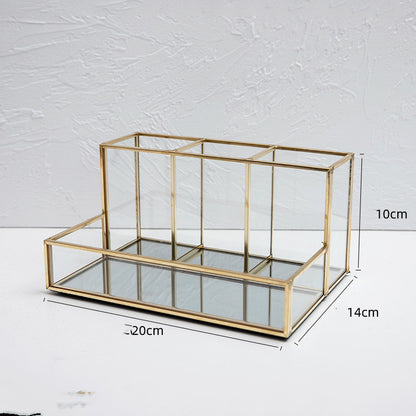 Glass Makeup Organizer Bathroom Cosmetic Organizer With Golden your world