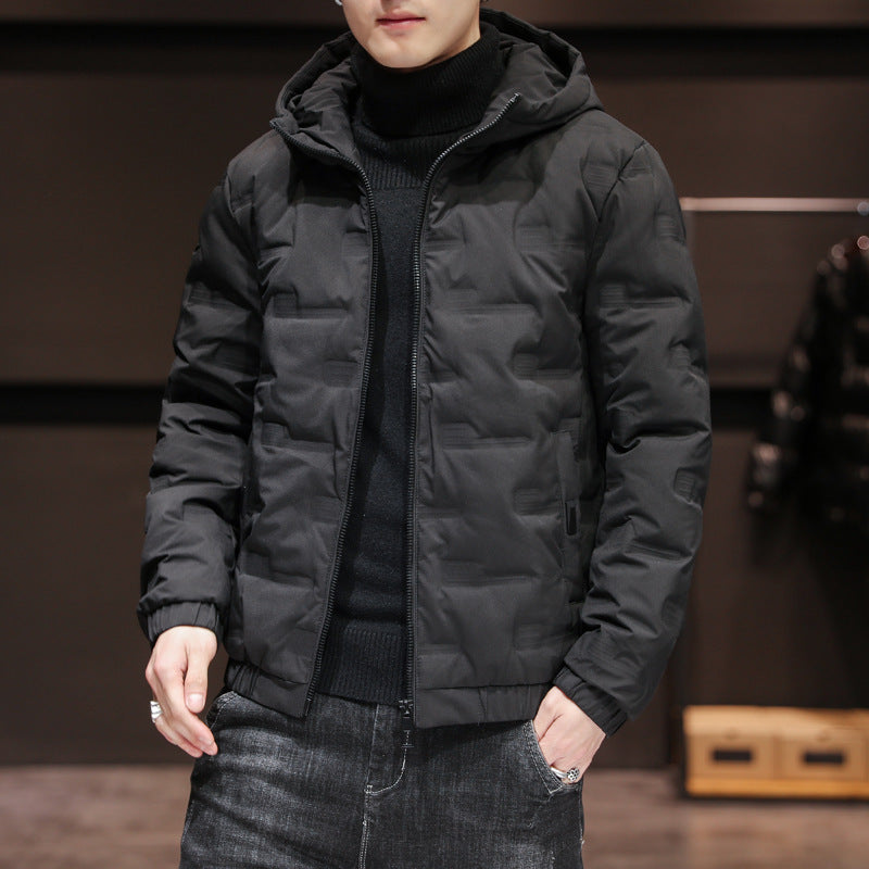 Men's down cotton winter hooded padded jacket