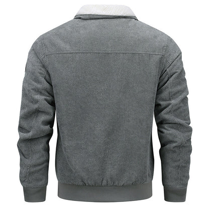 Winter Lapel Fleece Jacket With Pockets Warm Men's