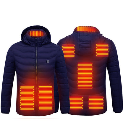 Men Electric Heating jacket Insulated Hood Windbreaker 9Heat zone