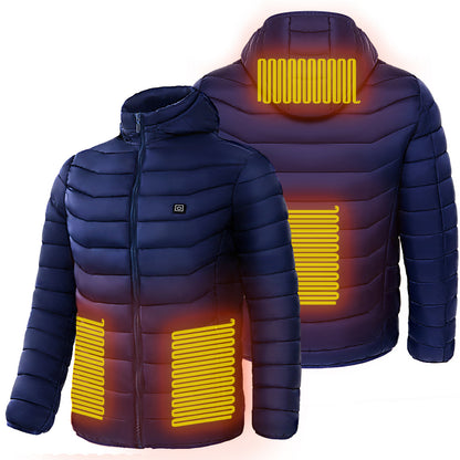 Men Electric Heating jacket Insulated Hood Windbreaker 9Heat zone