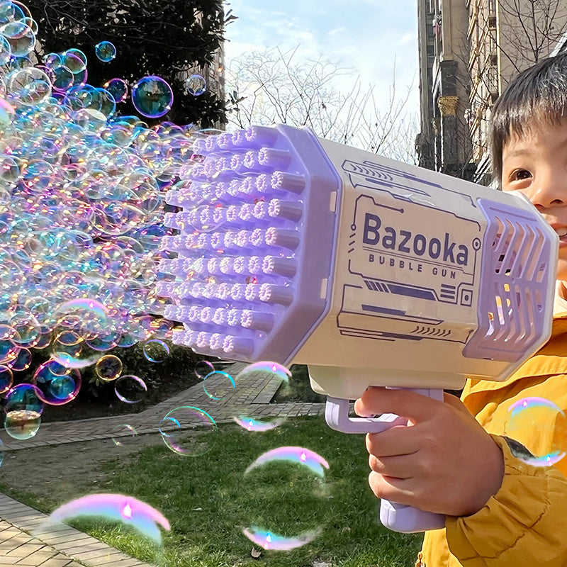 Bubble Gun Rocket 69 Holes Soap Bubbles With Light Toys For Kids Pomperos