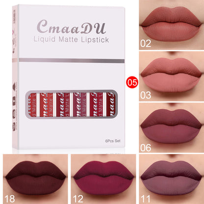 6 Boxes Of Matte Non-stick Cup Waterproof Lipstick Long Lasting Lip Gloss your world