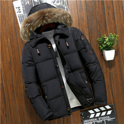 Men's down jacket short white duck down