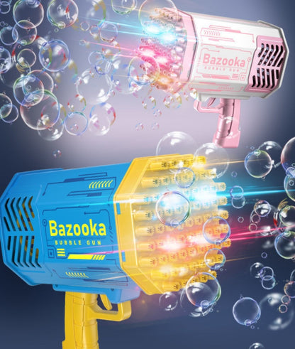 Bubble Gun Rocket 69 Holes Soap Bubbles With Light Toys For Kids Pomperos