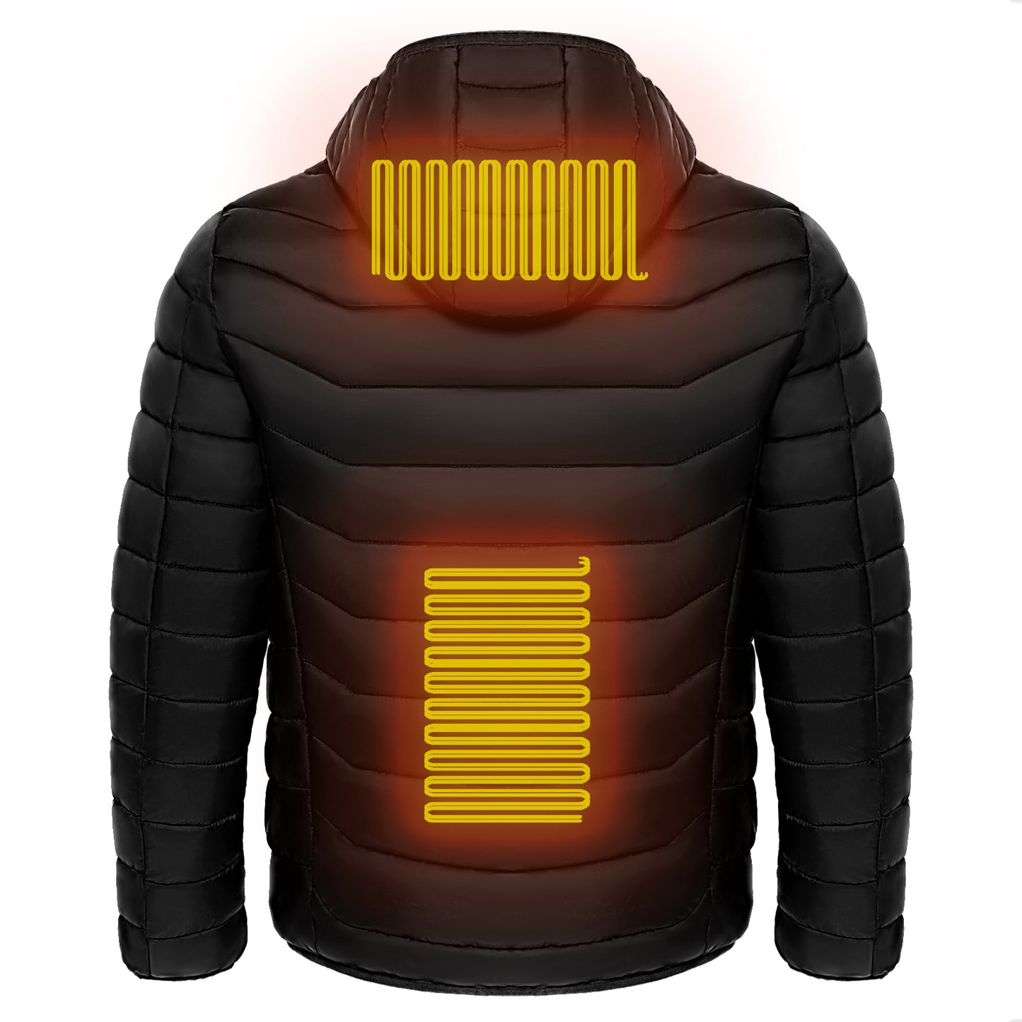 Men Electric Heating jacket Insulated Hood Windbreaker 9Heat zone