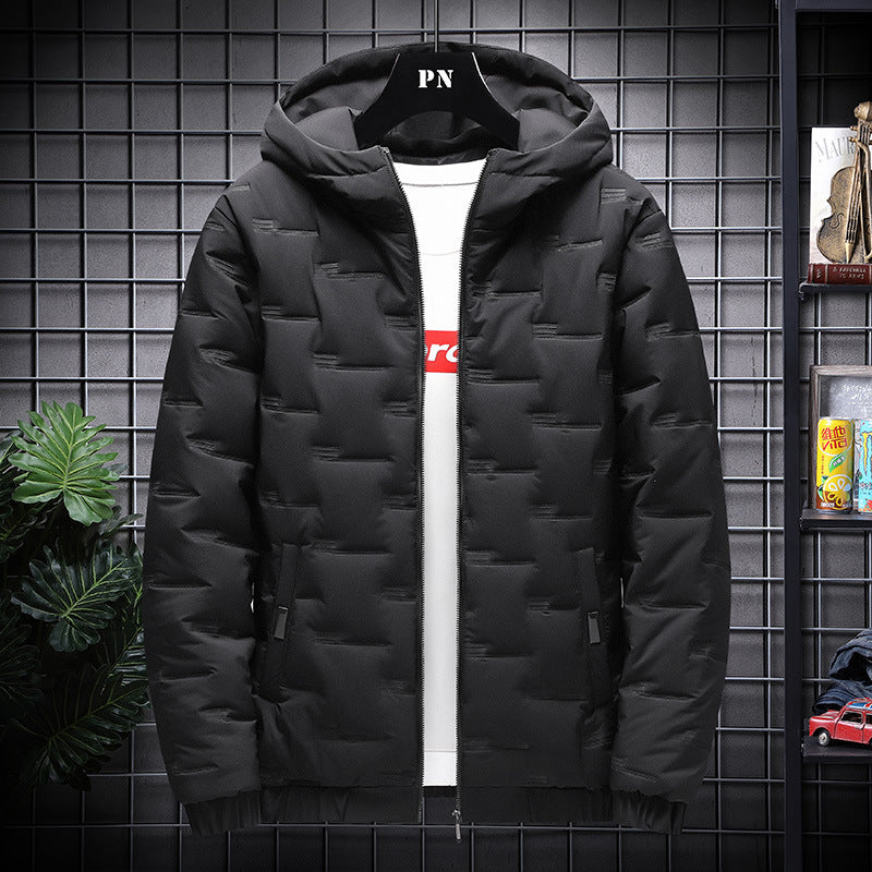 Men's down cotton winter hooded padded jacket