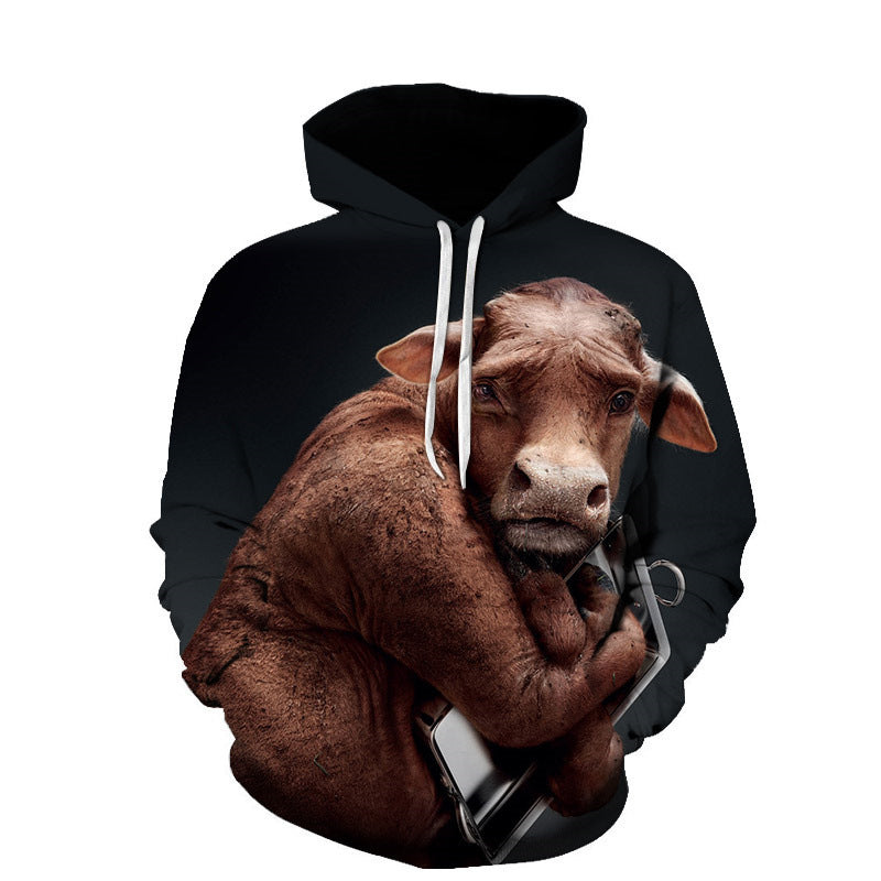 Hooded Men's Sweater Animal Digital Printing