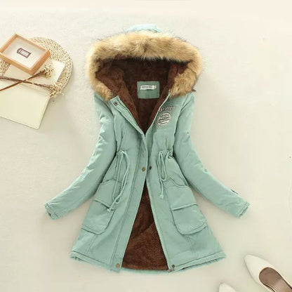 Autumn And Winter New Women's Plus Size Thickened Calibration Long-sleeved Hooded Lamb Wool Cotton-padded Jacket