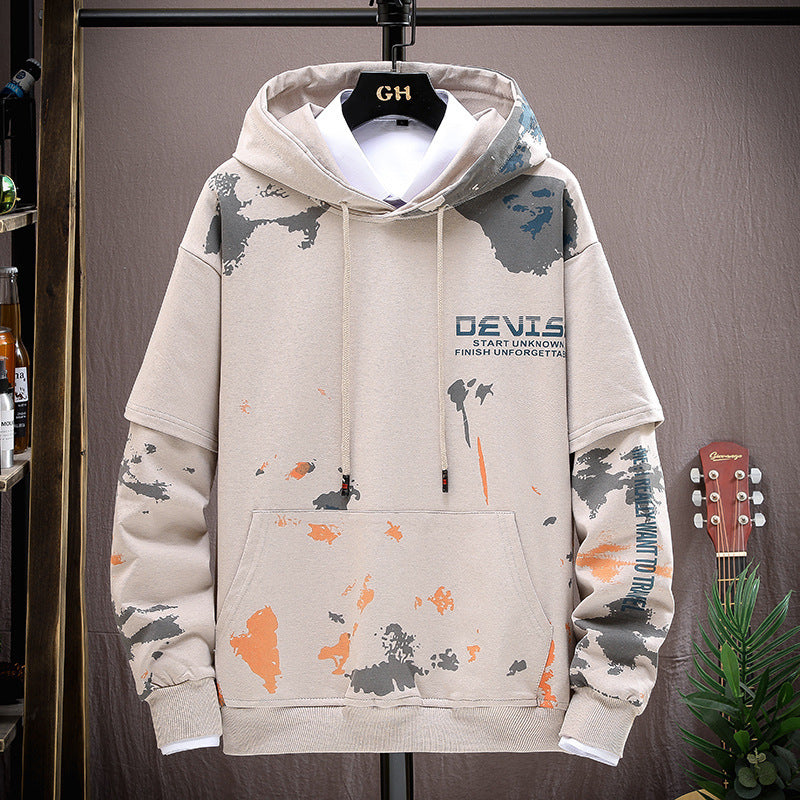 Printed Kangaroo Pocket Casual Sports Hooded Sweater Suit Men your world