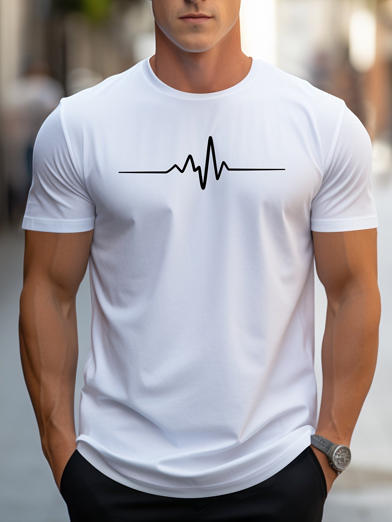 Creative Graphic Printed Men's Creative Top, Casual Short Sleeved Round Neck T-shirt, Summer Outdoor Men's Clothing - your world