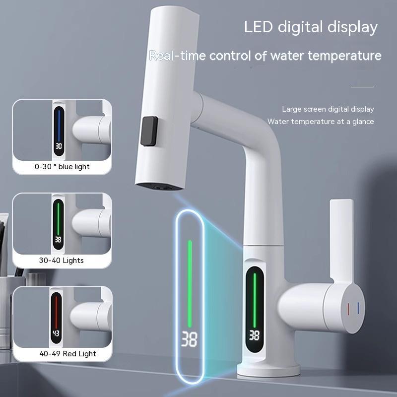 Intelligent Digital Display Faucet Pull-out Basin Faucet Temperature your world