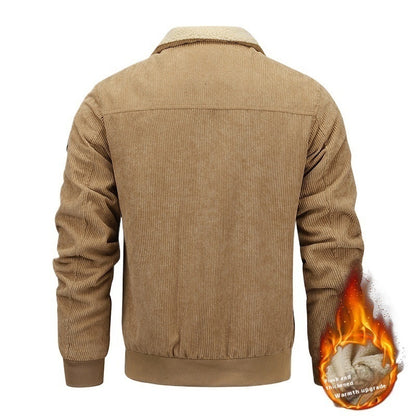 Winter Lapel Fleece Jacket With Pockets Warm Men's