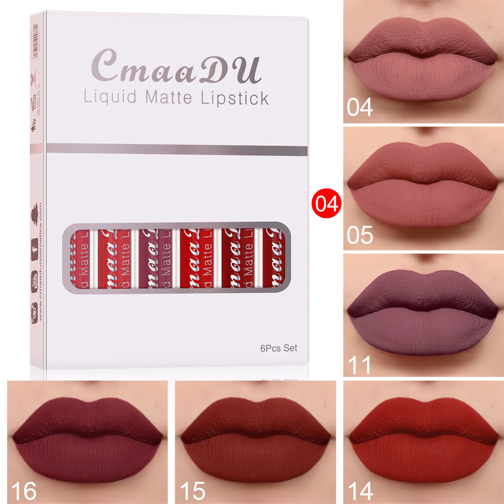 6 Boxes Of Matte Non-stick Cup Waterproof Lipstick Long Lasting Lip Gloss your world