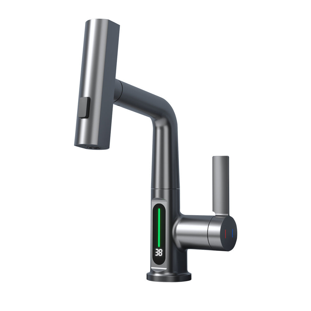 Intelligent Digital Display Faucet Pull-out Basin Faucet Temperature your world