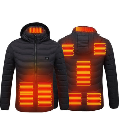 Men Electric Heating jacket Insulated Hood Windbreaker 9Heat zone