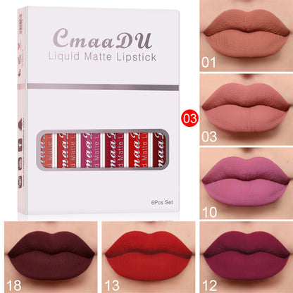 6 Boxes Of Matte Non-stick Cup Waterproof Lipstick Long Lasting Lip Gloss your world