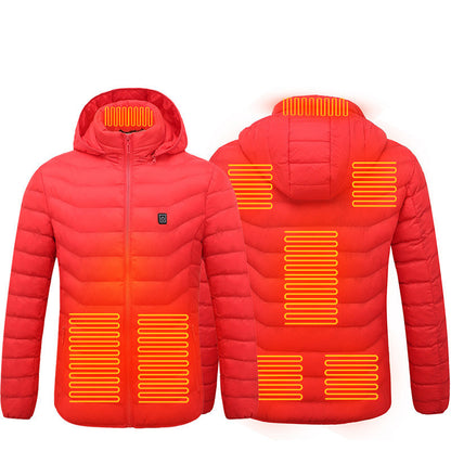 Men Electric Heating jacket Insulated Hood Windbreaker 9Heat zone