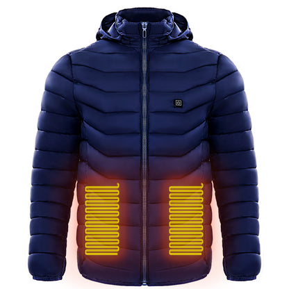 Men Electric Heating jacket Insulated Hood Windbreaker 9Heat zone