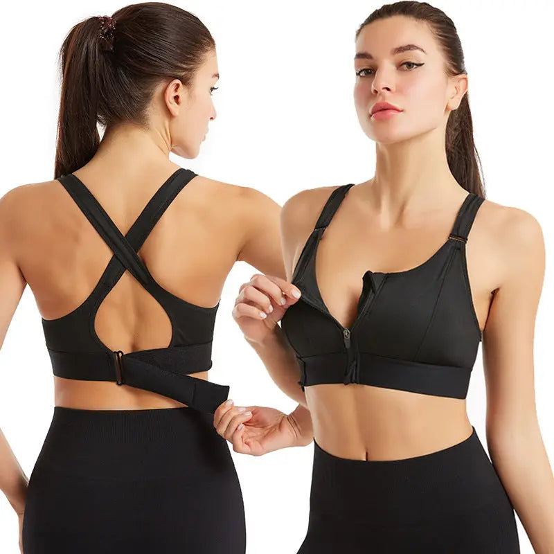 Adjustable Front Zipper Sports Bra Cj