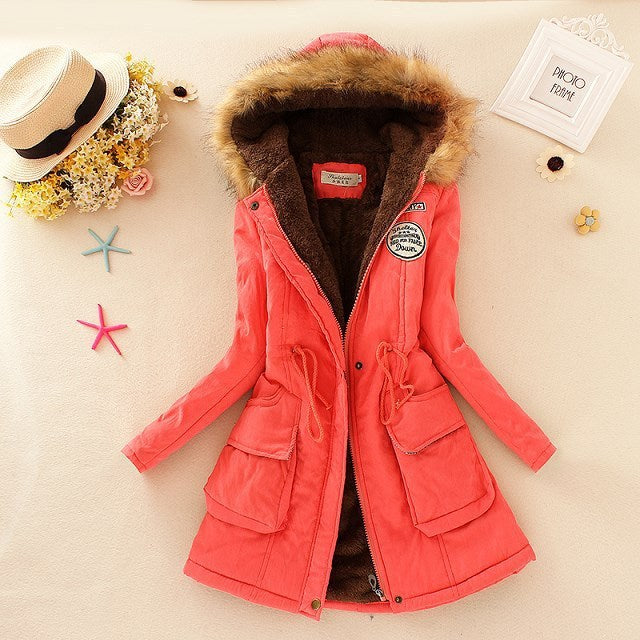 Autumn And Winter New Women's Plus Size Thickened Calibration Long-sleeved Hooded Lamb Wool Cotton-padded Jacket