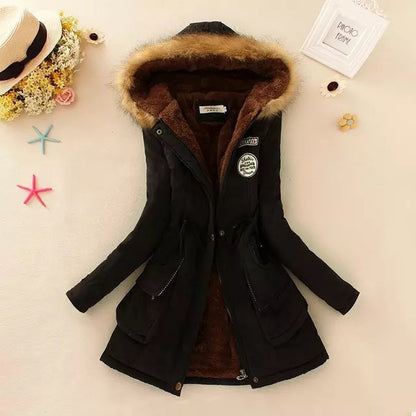 Autumn And Winter New Women's Plus Size Thickened Calibration Long-sleeved Hooded Lamb Wool Cotton-padded Jacket