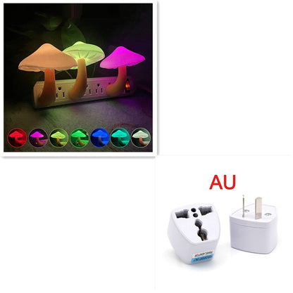 LED Night Light Mushroom Wall Socket Lamp EU US Bedroom Light Home Decoration