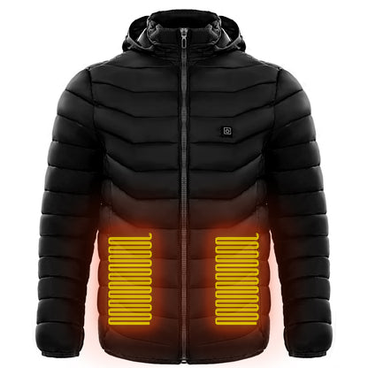 Men Electric Heating jacket Insulated Hood Windbreaker 9Heat zone