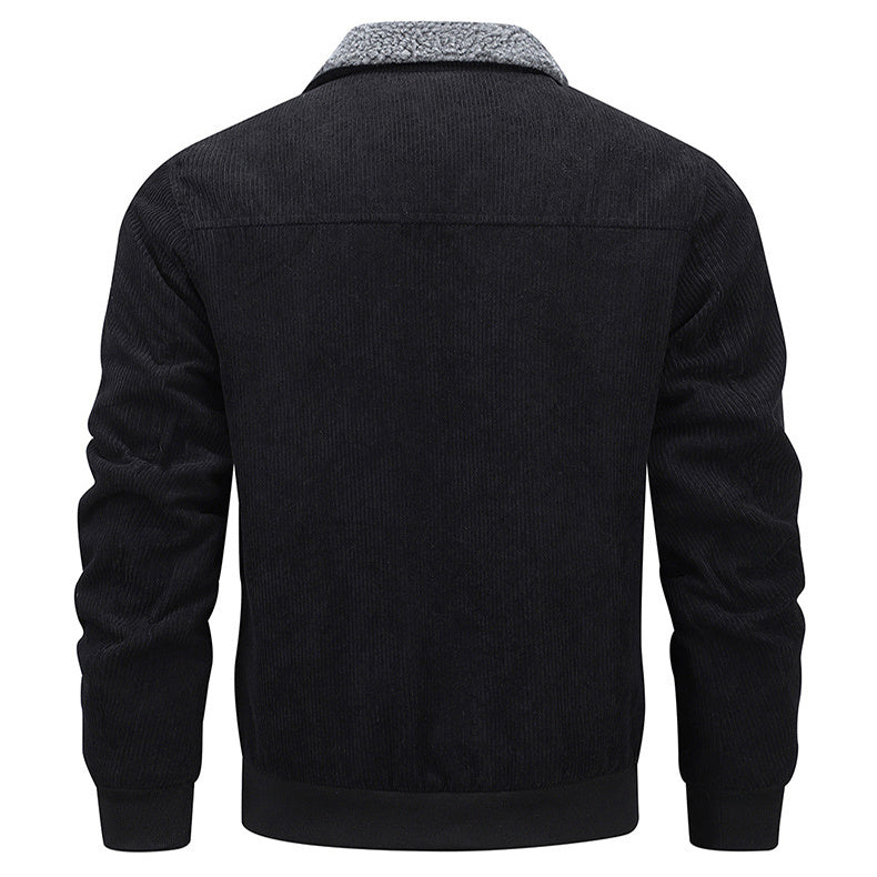 Winter Lapel Fleece Jacket With Pockets Warm Men's