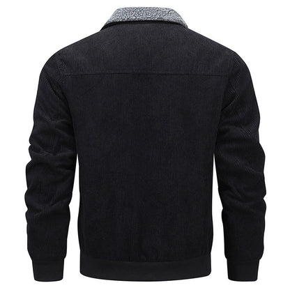 Winter Lapel Fleece Jacket With Pockets Warm Men's