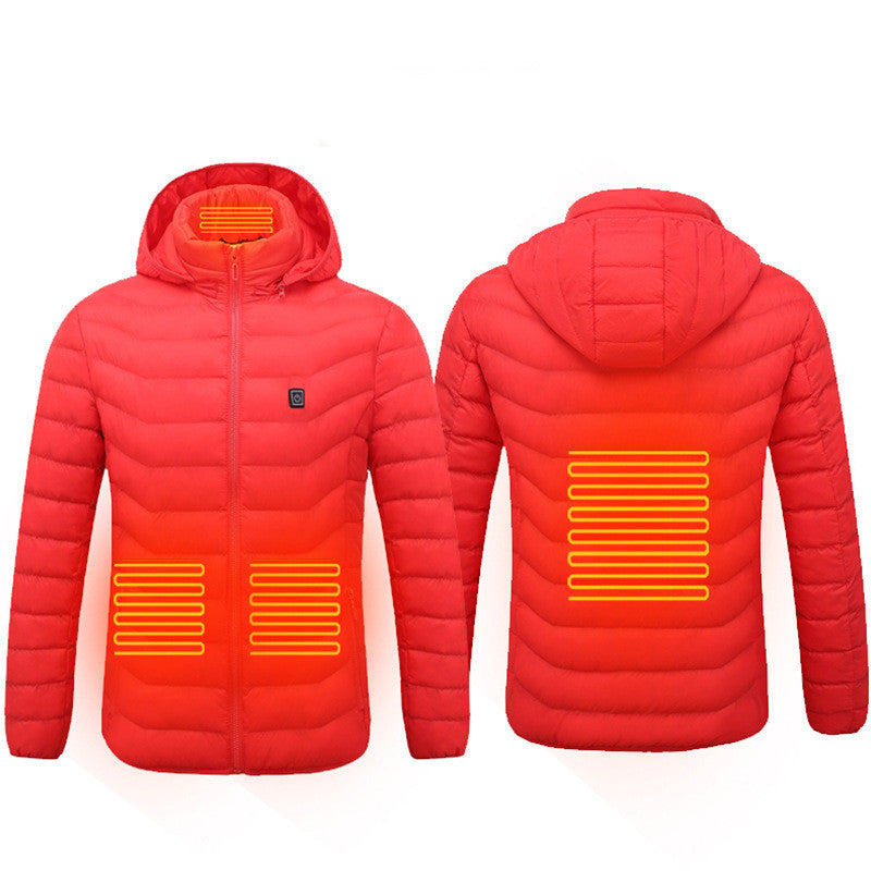 Men Electric Heating jacket Insulated Hood Windbreaker 9Heat zone