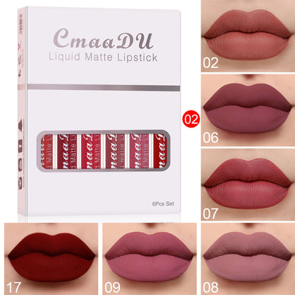 6 Boxes Of Matte Non-stick Cup Waterproof Lipstick Long Lasting Lip Gloss your world