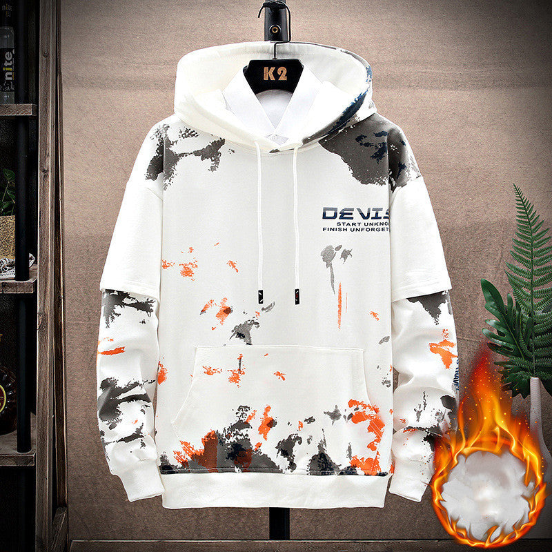 Printed Kangaroo Pocket Casual Sports Hooded Sweater Suit Men your world