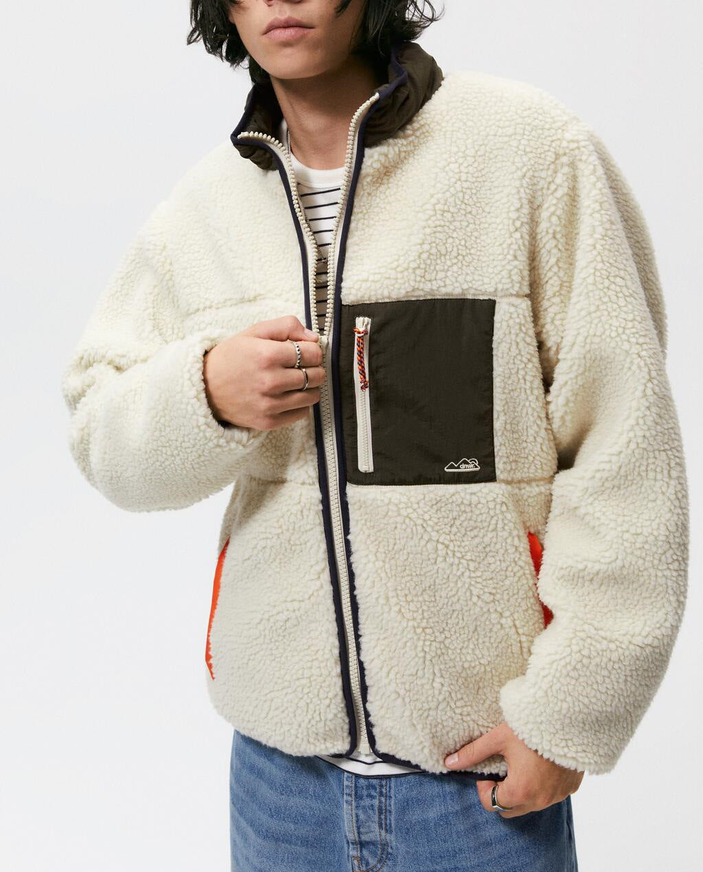 Men's Winter Stitching Fleece Jacket Coat