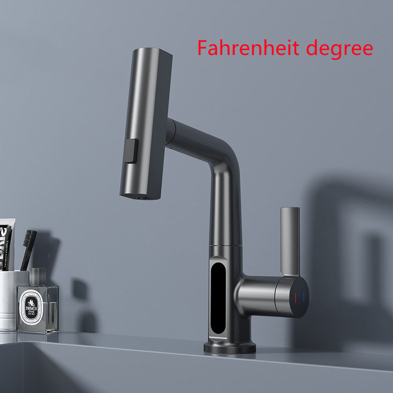 Intelligent Digital Display Faucet Pull-out Basin Faucet Temperature your world