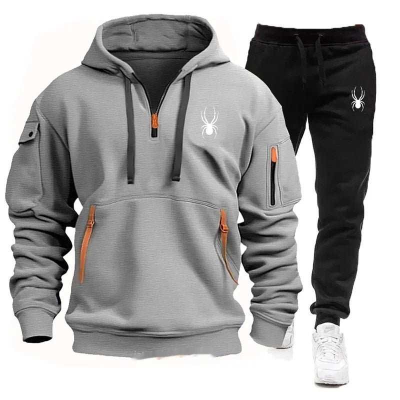 Casual Men's Pocket Polyester Sports Suit