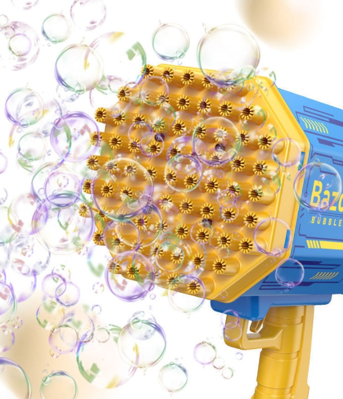 Bubble Gun Rocket 69 Holes Soap Bubbles With Light Toys For Kids Pomperos