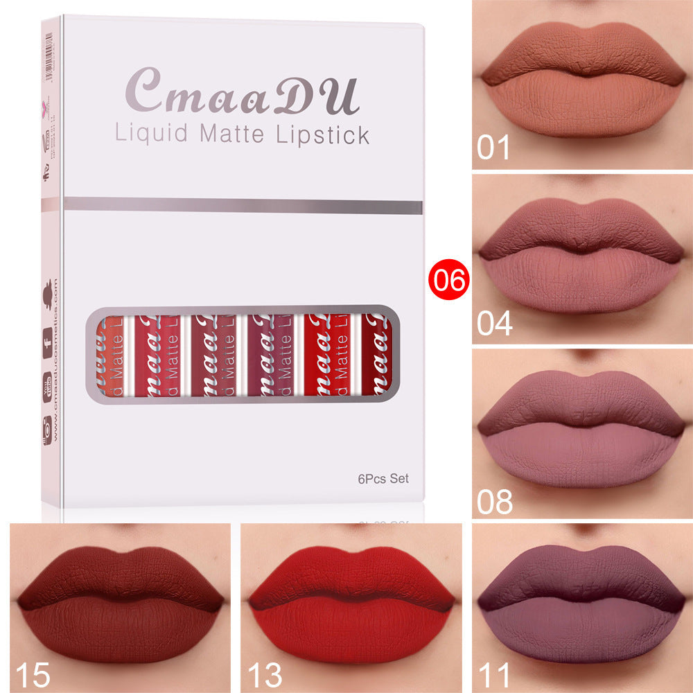 6 Boxes Of Matte Non-stick Cup Waterproof Lipstick Long Lasting Lip Gloss your world