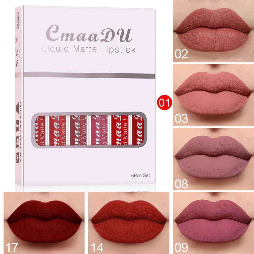 6 Boxes Of Matte Non-stick Cup Waterproof Lipstick Long Lasting Lip Gloss your world