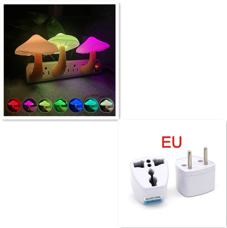 LED Night Light Mushroom Wall Socket Lamp EU US Bedroom Light Home Decoration