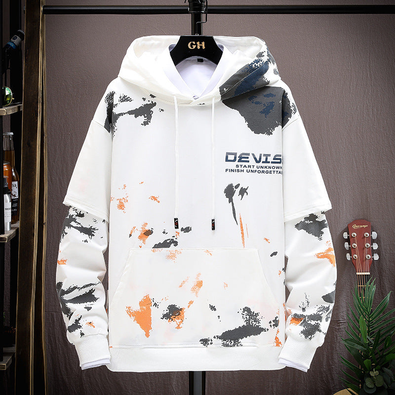 Printed Kangaroo Pocket Casual Sports Hooded Sweater Suit Men your world