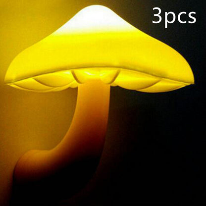 LED Night Light Mushroom Wall Socket Lamp EU US Bedroom Light Home Decoration